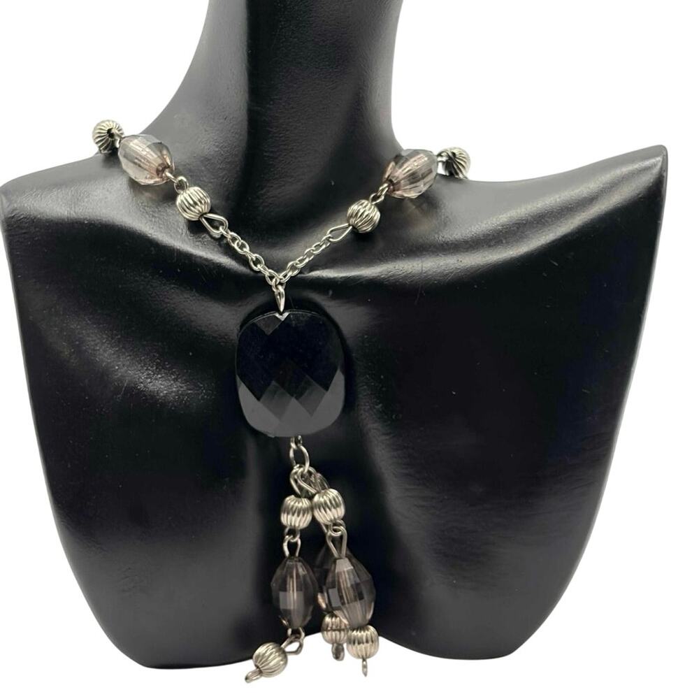 Silver & Black Tassel Necklace